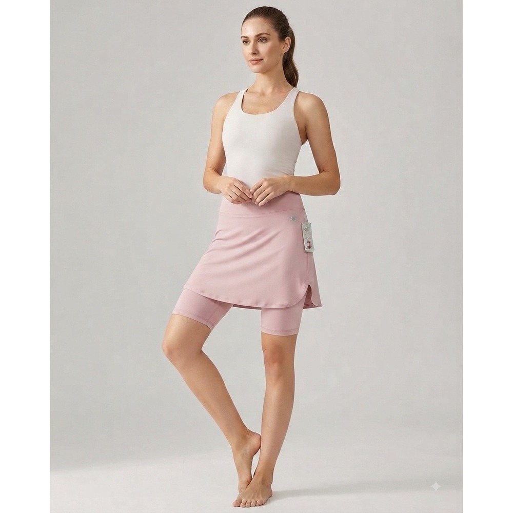 New Snoga Athletics Pink Skort with Built-in Leggings Sz L Zipper Pocket Modest